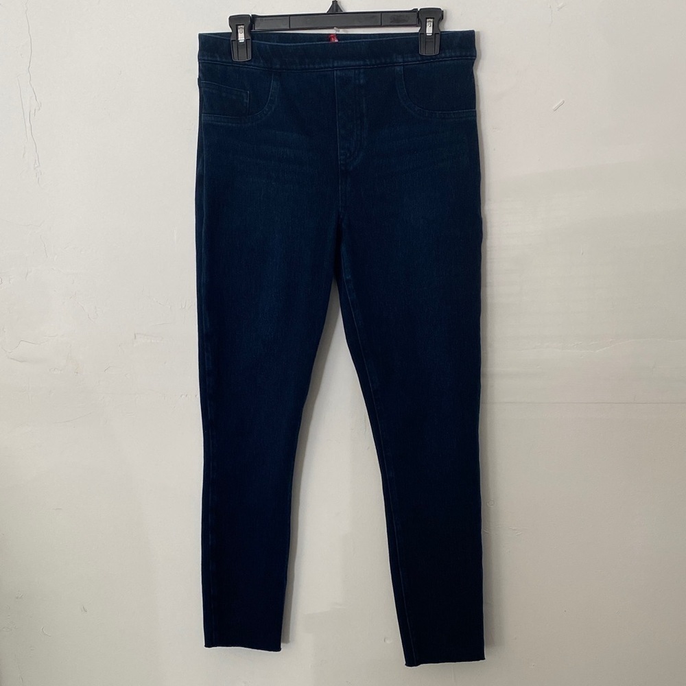 SPANX Dark Wash JeggingsPull On High Waist Stretch DenimLegging Faux Pockets Y-3